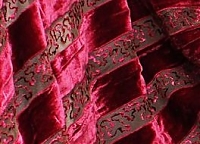 Панбархат с вышивкой и аппликацией на сетке брусничного цвета