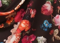 Креп-шёлк-стрейч D&G цветы на коричневом фоне