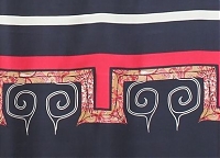 Купон шёлк-твил Versace тёмно-синий с бежево-красной каймой Купон шёлк-твил Versace тёмно-синий с бежево-красной каймой