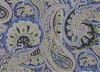 Шерсть-стрейч Etro в фисташковом, синем, чёрном, сиреневом узоре на сером фоне