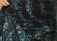 Сетка чёрная с бирюзовыми и серебряными пайетками