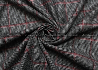 Шерсть костюмная Canali серо-чёрная с бордо, клетка Шерсть костюмная Canali серо-чёрная с бордо, клетка