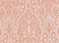 Крепдешин-шёлк Etro белый вензельный узор на терракотовом фоне