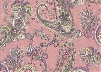Шерсть-стрейч-вуаль Etro сиреневые, фисташковые пейсли на розовом фоне Шерсть-стрейч-вуаль Etro сиреневые, фисташковые пейсли на розовом фоне
