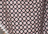 Ткань костюмная Chanel чёрно-бело-красная клетка