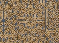 Шерсть жаккард Etro  горчично-синий с вензельным узором