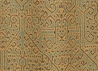 Шерсть жаккард Etro  горчично-оливковый  на зелёном  с вензельным узором