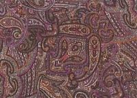 Шерсть-вуаль Etro в бежево-коричневом тоне с оранжевыми и ярко-розовыми вензелями (из толстых пушистых нитей)